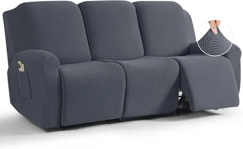 Miniatura 29 de TAOCOCO Funda reclinable de 4 piezas, funda elástica para sofá reclinable de 4 piezas, funda reclinable con 1 asiento, protector suave, fundas