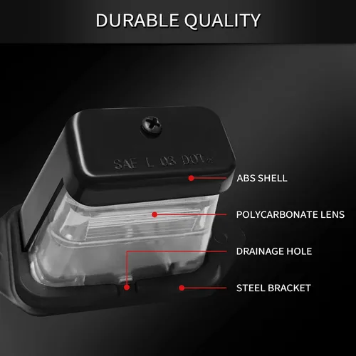 Miniatura 3 de Marco de matrícula LED con luz – Soporte para matrícula de remolque – Montaje de soporte, DOT FMVSS 108, SAE L, impermeable, 12V DC – Luces