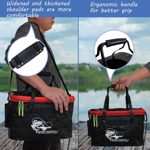 Miniatura 4 de Cubo Plegable con Tapa Transparente - Cubo Multifuncional para Pececillos, Contenedor de Pescado Vivo, Bolsa de Pesca y Camping al Aire Libre Negro