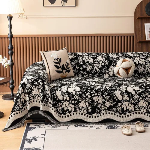 Miniatura 21 de VClife Soft Couch Cover, Vintage Brown Floral Jacquard Couch Covers for Dog, French Cottage Botanical Sofa Cover for 2 Cushion Sofa, Washable