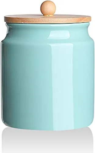 Miniatura 15 de Sweejar - Recipientes de cerámica para cocina, tarro de almacenamiento de alimentos de porcelana con tapa hermética de madera, recipiente