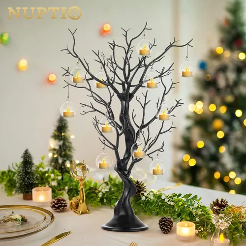 Miniatura 2 de NUPTIO Árbol Artificial Negro de Halloween: 22.8 pulgadas de Alto Exhibidor de Ornamentos Navideños Árboles Falsos Manzanita Ramas Decorativas
