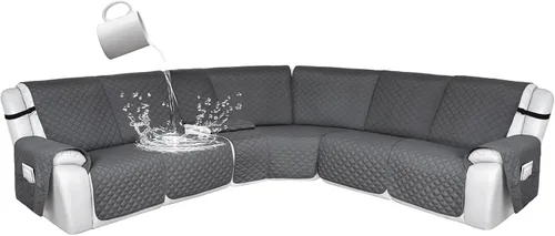 Miniatura 142 de HDCAXKJ Fundas de sofá seccional reclinable 100% impermeable, forma de L, funda de sofá reclinable lavable acolchada suave para mascotas, perro
