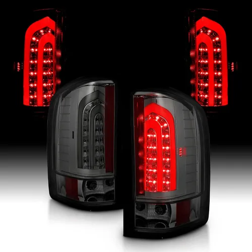 AmeriLite Juego de luces traseras para Chevy Silverado 2007-2013 | GMC Sierra Heavy Duty Smoke LED Tubo Trasero Lámpara Trasera - Lado del pasajero