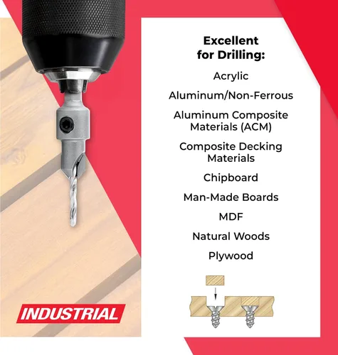 Miniatura 3 de Amana Tool - 55264 - Broca con punta de carburo para avellanado de 82°, Diámetro de 3/8 x 49 Grados x 1/4 de liberación rápida