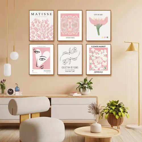 Miniatura 2 de QIAOMICS Impresiones de arte de pared de flores rosas del mercado, decoración de pared de Matisse linda y estética, pósteres de pared de exhibición