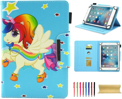 Miniatura 36 de Funda universal para tablet de 7 pulgadas, piel sintética [ranuras para tarjetas], cubierta magnética, para Samsung Galaxy Tab E/Tab A 7.0, Fire 7