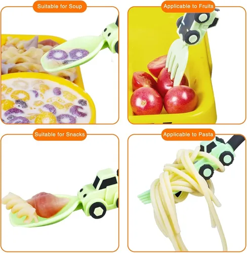 Miniatura 7 de Deinyi Utensilios de Construcción para Niños Pequeños - Tenedores y Cucharas para Niños Pequeños - Utensilios de Camiones de Construcción para Niños