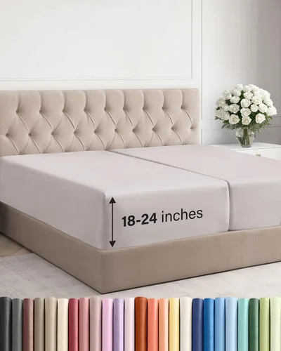 Miniatura 115 de Sábana bajera ajustable extra profunda tamaño completo – Sábana bajera individual de lujo para hotel únicamente – Se adapta fácilmente a colchones