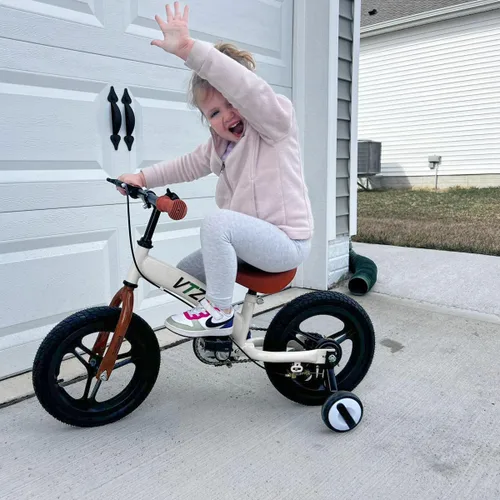 Miniatura 5 de Bicicleta de equilibrio 2 en 1 con pedales, freno, ruedas de entrenamiento, pata de cabra, neumático, para niños de 2-7 años, bicicleta para niños