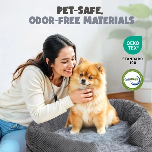 Miniatura 6 de Cama Ortopédica para Perros Grandes, Sofá de Espuma Viscoelástica con Textura de Cartón de Huevos con Lados Cómodos, Cama Sofá Suave y Grande