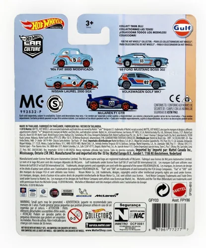 Miniatura 2 de Hot Wheels Car Culture Gulf Oil Series 2/5 - Ford Mustang Boss 302 '69 - ¡Los paseos reales tienen neumáticos de goma reales! ¡Gran artículo