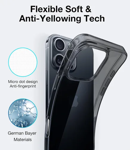 Miniatura 5 de TORRAS Funda Transparente Cristalina para iPhone 16 Pro, Ultra-Delgada [No Amarillea] [Protección Militar] Ajuste Delgado Funda de Silicona TPU