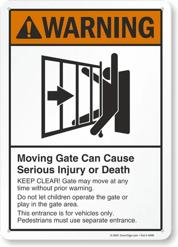 SmartSign -K-2317-AL-14 "Advertencia: la puerta móvil puede causar lesiones o la muerte" | Aluminio de 10 x 14 pulgadas - Negro/Naranja sobre Blanco