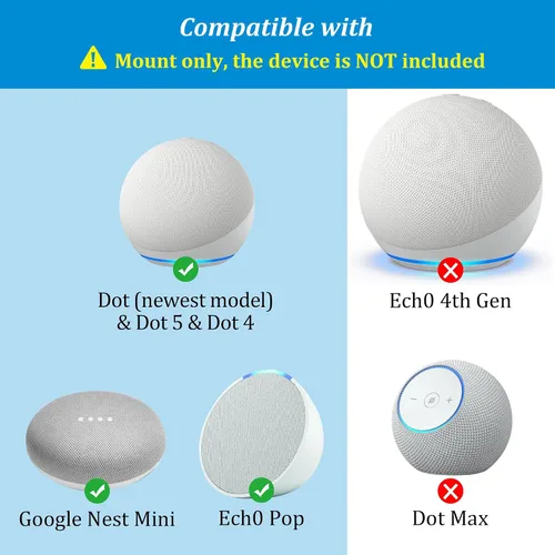 Miniatura 2 de PlusAcc Soporte de pared para Dot 5ª generación y Dot 4ª generación y Google Nest Mini, soporte de salida que ahorra espacio, accesorios para colgar