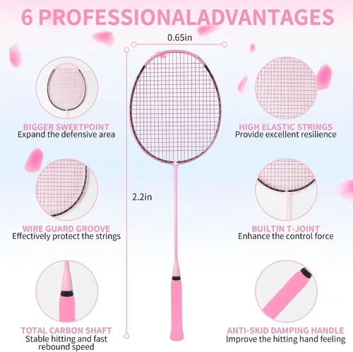 Miniatura 2 de Senston N90 Badminton Racket, 6U Single High-Grade Badminton Racquet, Professional 100% Full-Carbon Badminton Racket