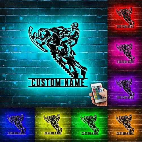 Miniatura 18 de Arte de pared de metal personalizado para motocross con luz LED, luz nocturna personalizada con nombre de motocross, decoración de lámpara de neón