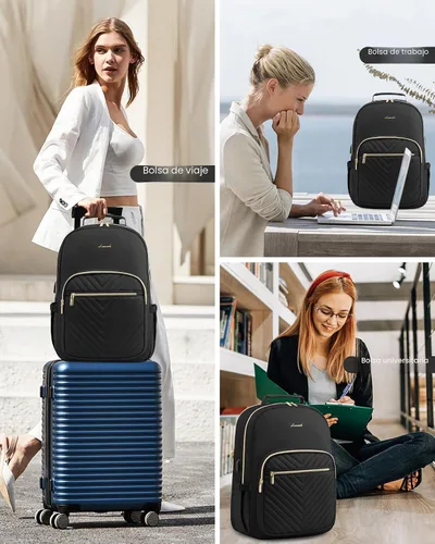 Miniatura 6 de LOVEVOOK Mochila bolso para laptop para mujeres, bolsas de computadora de trabajo y viaje, mochila escolar universitaria para estudiante chica
