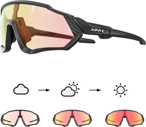 KAPVOE Gafas de ciclismo fotocromáticas para hombres y mujeres, gafas de sol para bicicleta de montaña MTB, para bicicleta de montaña Clear - K9408