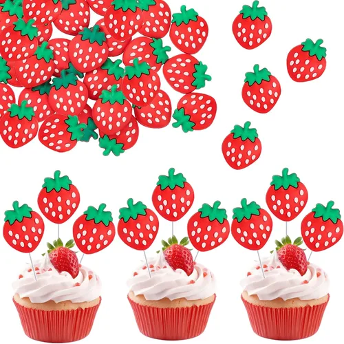 Miniatura 12 de Ephlyn Paquete de 24 adornos dorados para cupcakes Sweet Oh Baby de fresa, para baby shower, cumpleaños, cumpleaños, cupcakes, suministros de fiesta
