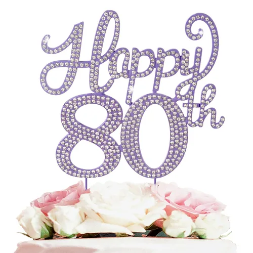 Miniatura 161 de LASKYER Decoración de feliz cumpleaños número 10, decoración de pastel de diamantes de imitación dorados de 10º cumpleaños – Letrero de metal