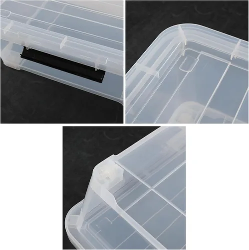 Miniatura 3 de Esdiplot - Paquete de 3 recipientes de almacenamiento transparentes para debajo de la cama, 40 L, recipientes de plástico con tapas y ruedas