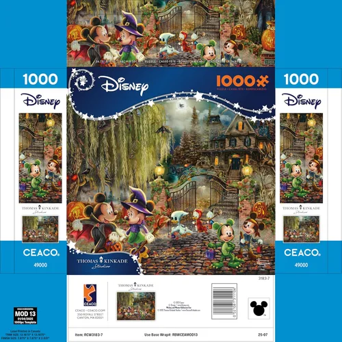 Ceaco - Thomas Kinkade - Disney - Mickey y Minnie Halloween Fun - Rompecabezas de 1000 piezas