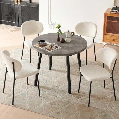 Miniatura 25 de Homedot Juego de 2 sillas de comedor tapizadas negras, modernas sillas de cocina de mediados de siglo tapizadas con cojín acolchado para comedor
