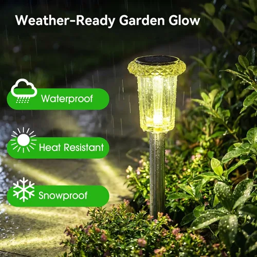 Miniatura 5 de Eyrosa Luces solares para exteriores, patrón de explosión de estrellas, paquete de 10 unidades de carcasa amarilla limón de alta visibilidad, luces