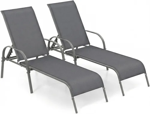 Miniatura 13 de Tangkula Sillón para exteriores, tumbona de patio con respaldo ajustable, sillón reclinable para piscina exterior con marco de acero resistente