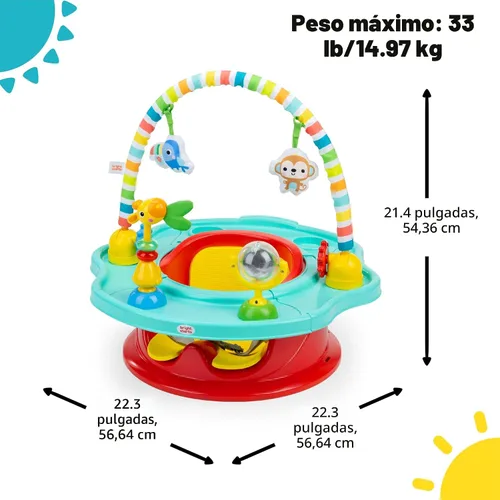 Miniatura 7 de Bright Starts SuperSeat Playful Paradise 3 en 1, asiento de actividades para bebé con juguetes, bandeja para aperitivos, asiento elevador, bandeja