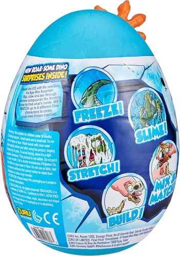 Miniatura 8 de Huevo sorpresa mini de dinosaurios de la era del hielo de Smashers por ZURU Triceratops con muchas sorpresas! - Slime, juguete de dinosaurio