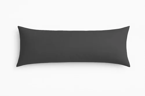 COTTON STICH® Funda de almohada corporal de 20 x 48 pulgadas, color gris oscuro, 600 hilos, 100% algodón egipcio, cierre de cremallera, suave,