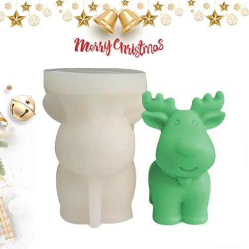 Miniatura 5 de Moldes de vela de Navidad 3D, moldes de jabón de silicona de ciervo para hacer velas, moldes de velas de ciervo Sika, decoración de pastel