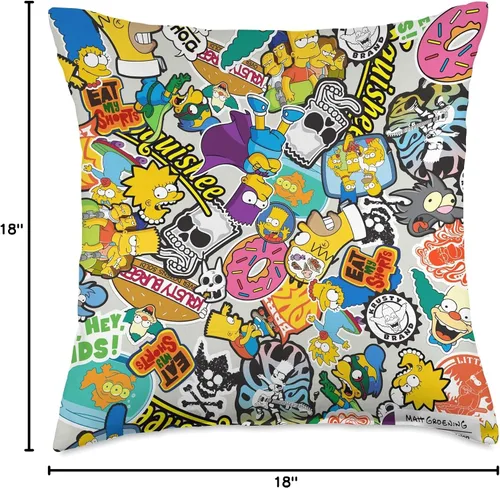 Miniatura 4 de 20th Century Television The Simpsons - Almohada de collage con calcomanías, 16.0 x 16.0 in, multicolor