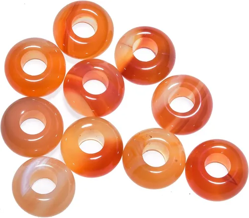 Miniatura 17 de Cuentas de piedra natural de agujero grande (0.23 a 0.236 pulgadas) pulidas Rondelle cuentas de piedras preciosas europeas para pulseras de dijes