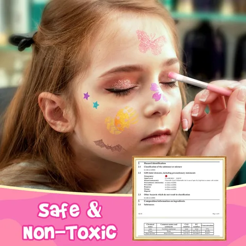 Miniatura 7 de Dreamon Tatuajes con purpurina para niños, tatuajes temporales para niñas y niños, kit de tatuaje con purpurina de 36 colores, regalos para fiesta