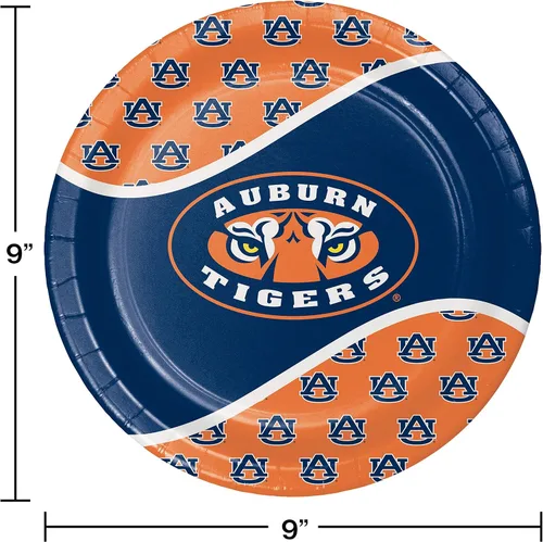 Miniatura 2 de Platos llanos de papel de 8 unidades, Auburn Tigers