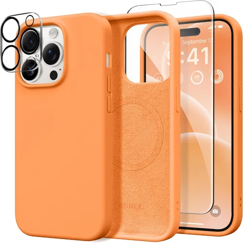 Miniatura 131 de GONEZ Funda de silicona para iPhone 14 Pro Max, compatible con MagSafe, con protector de pantalla + protector de lente de cámara, silicona líquida a