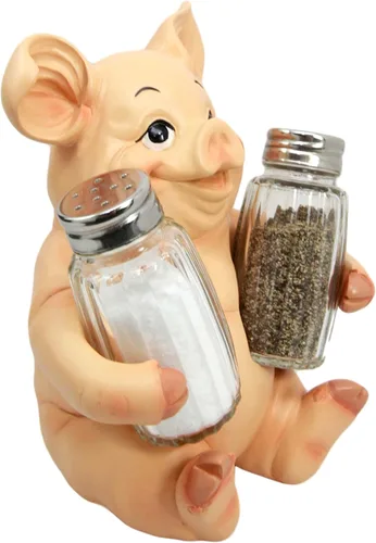 Miniatura 3 de Ebros Gift Animal Farm Granero Cerdo Cerdo Sal Pimienta Shakers Titular Estatuilla Cerdo Cerdo Caprichoso Cerdo Tocino Piglet Estatua Organizador