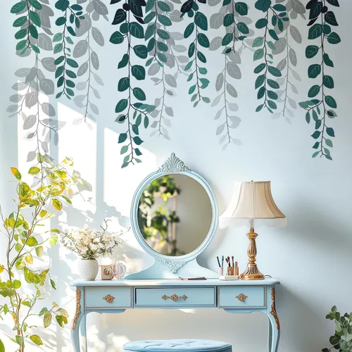Miniatura 24 de Calcomanías de pared de flores y hojas para despegar y pegar, calcomanías grandes de vinilo floral para colgar, vid extraíble, decoración del hogar