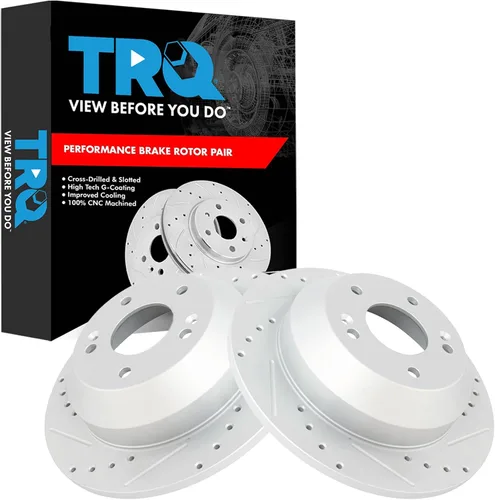 Miniatura 377 de TRQ Juego de rotores de freno de rendimiento trasero con revestimiento G premium compatible con Mazda 6 2014-2021