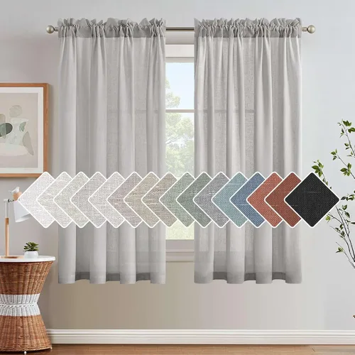 Miniatura 13 de H.VERSAILTEX Cortinas de Lino con Textura Filtradoras de Luz para Tratamiento de Ventanas de Sala de Estar, Cortinas Naturales Duraderas