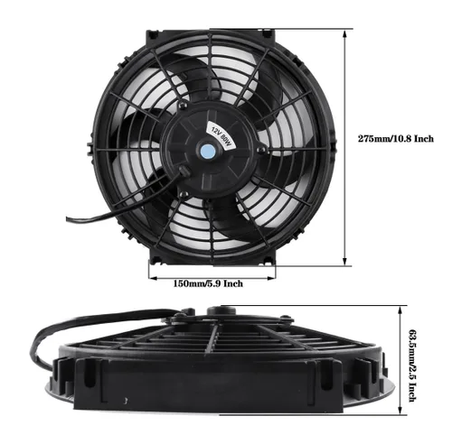 Miniatura 3 de Ventilador Eléctrico Universal para Radiador Automotriz de 10 Pulgadas, Ventiladores de Refrigeración Delgados de 12V de Tracción, Aspas Anchas