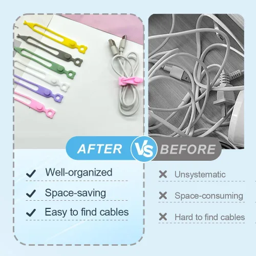 Miniatura 3 de Organizador de cables de datos, organizadores de auriculares de silicona multiusos actualizados 2025, organizadores de gestión de cables