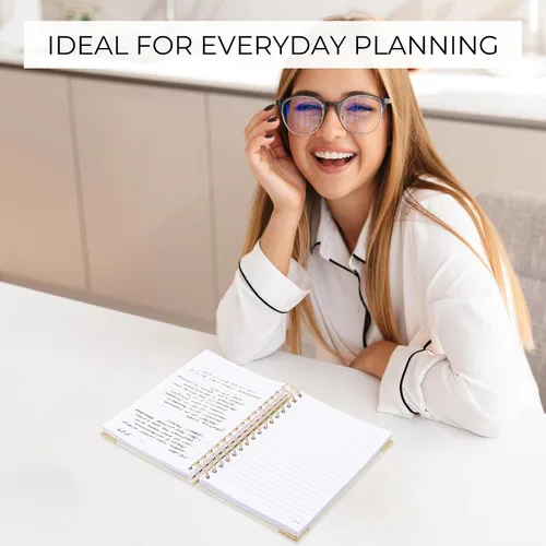 Miniatura 8 de Cuaderno en Espiral Grueso Estético para Mujeres en Formato A5 - Cuaderno de Notas de Universidad de Lino Moderno con 220 Páginas Rayadas - Perfecto