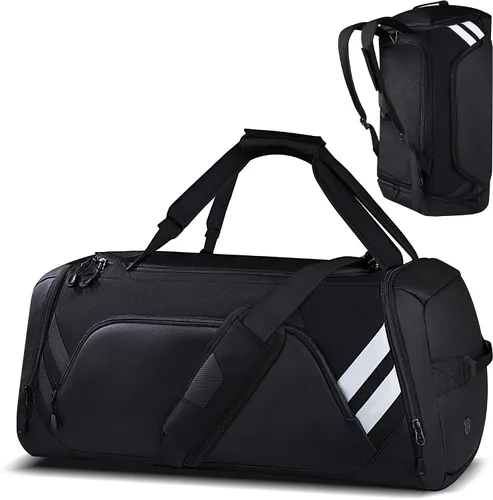 Bolsa de gimnasio para hombres y mujeres, bolsa de viaje grande de 58 litros con compartimento para zapatos y bolsillo húmedo, bolsa deportiva para