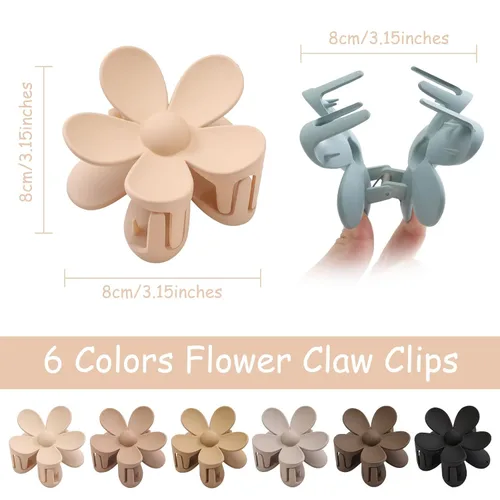 Miniatura 2 de 6 accesorios para el cabello de flores, pinzas de garra grandes mate, pinzas de pelo de margaritas para cabello grueso y fino, pinzas de sujeción