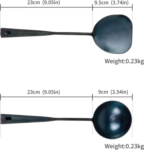 Miniatura 5 de ZhenSanHuan Utensilio de Wok Tradicional Chino Hecho a Mano de Hierro, Utensilio de Wok Largo (Espátula, 32CM/12.6'')
