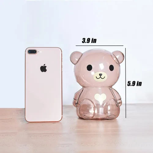 Miniatura 2 de DreamsEden Bonita alcancía de oso, pequeña caja de monedas de plástico para dinero, 5.9 pulgadas de alto